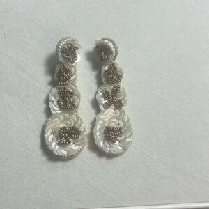 Gold and white Dangle earrings